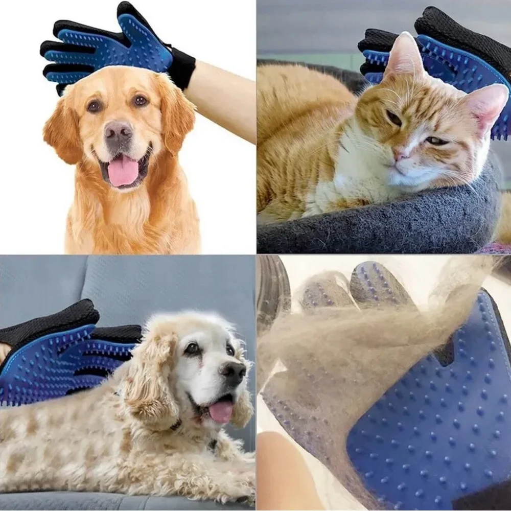 Pets grooming gloves 🧤 silicone blue color